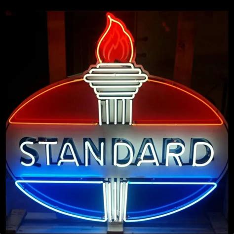 Standard Gas Oil Gasoline Neon Sign Store Gas Station Wall Display