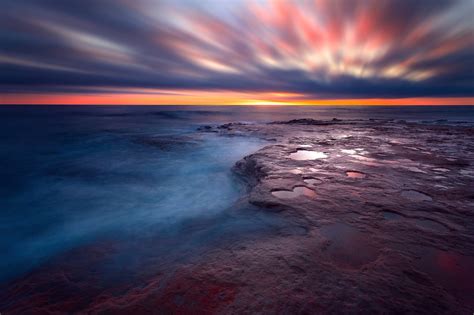 Sunlight Sunset Sea Shore Reflection Sky Clouds Beach Sunrise