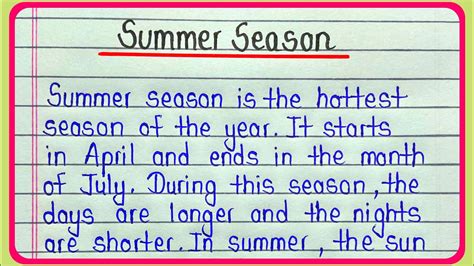 Summer Season Essay In English Essay On Summer Season Youtube