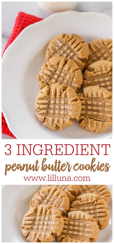 3 Ingredient Peanut Butter Cookies Lil Luna