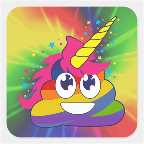 Rainbow Tie Dye Unicorn Poop Emoji Stickers