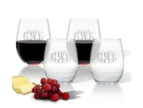 Monogrammed Stemless Wine Glass Set Oz