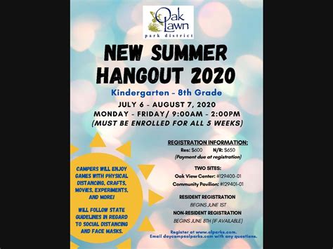 Oak Lawn Parks Offers Summer Hangout Program For Grades K 8 Oak Lawn
