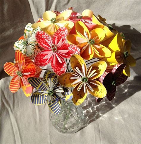 Paper Origami Flower Bouquet In Sunshine Colors Origami Flower Bouquet