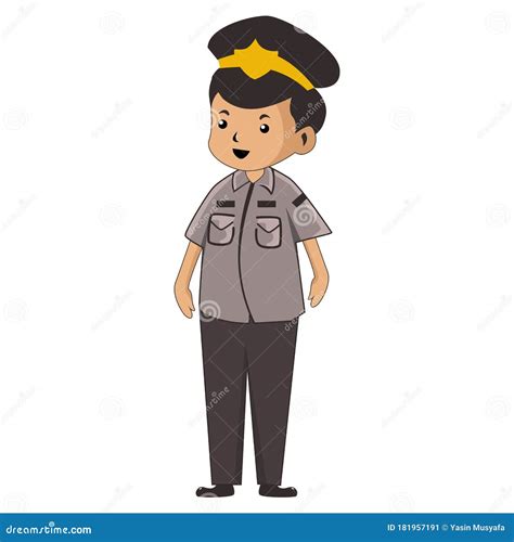 Cartoon Cute Police On White Background Graphic Vector Of Police Stock