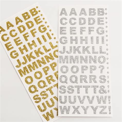 Bold Self Adhesive Alphabet Letters Silver Glitter Ashprint London
