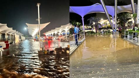 Video Ahmedabad Airport Flooded Passengers Wade Through Water India