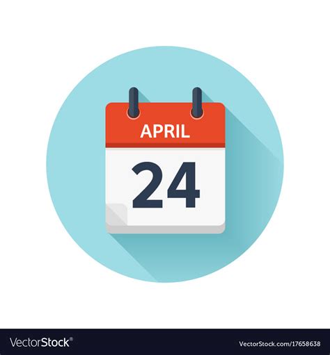 April 24 Flat Daily Calendar Icon Date Royalty Free Vector