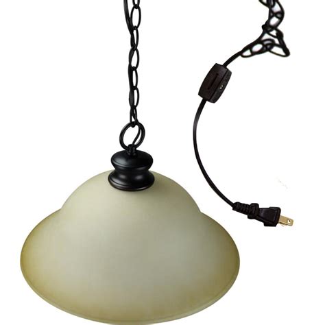 The Entertainer Plug In Swag 16 Amber Glass Pendant Light With Bronze