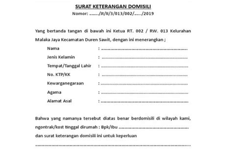 Surat Keterangan Domisili Rt