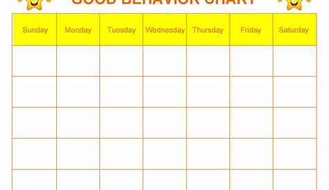 weekly behavior chart template