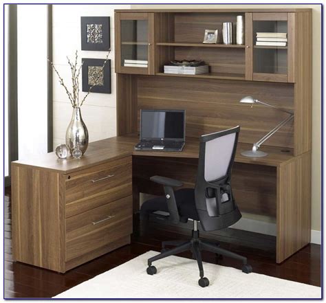 Corner L Shaped Office Desk With Hutch White Desk Home Design Ideas