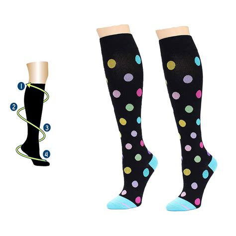 Dr Motion Women Everyday Knee High Mild Compression Socks Blackdots 4 10