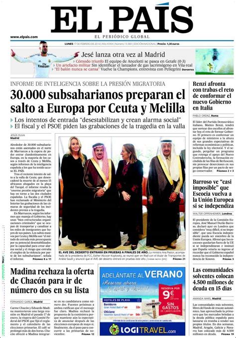 Periódico El País España Periódicos De España Edición De Lunes 17