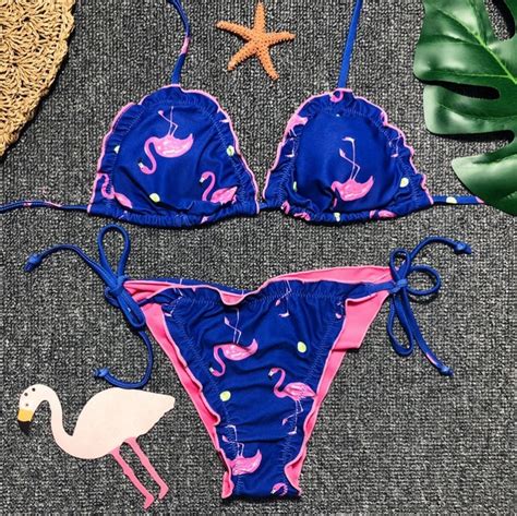 2018 Sexy Women Print Bikini Two Piece Bikini Set Push Up Swimsuit Tie Swimwear Beach Suit In