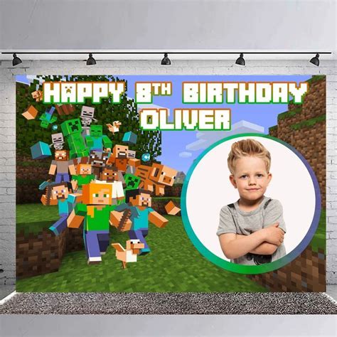 Digital File ONLY - Minecraft PHOTO Personalised Birthday Banner