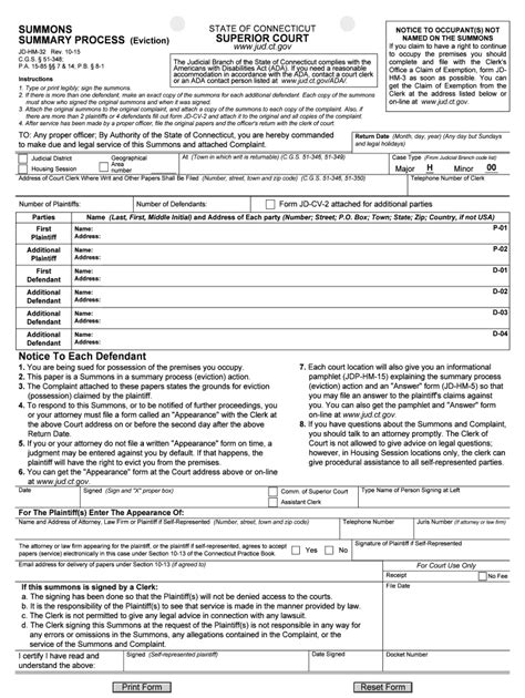 Eviction Connecticut Judicial Branch Ct Gov Form Fill Out And Sign
