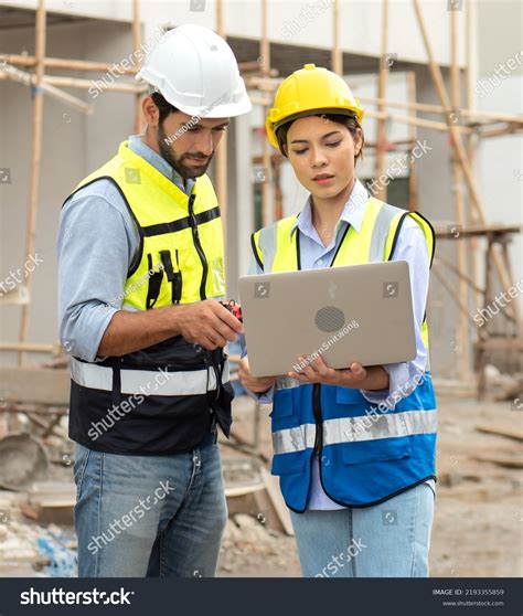 Engineer Man Female Architect Wear Safety Stock Photo 2193355859