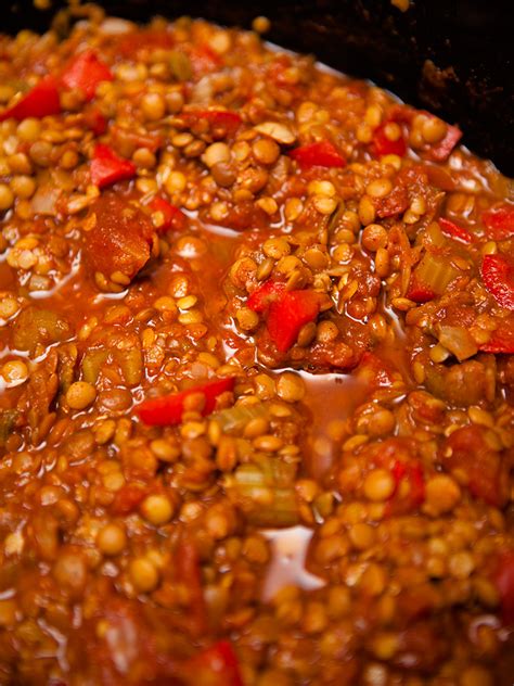 Heat oil in a heavy bottom pan. Vegan Lentil Chilli Healthy Food