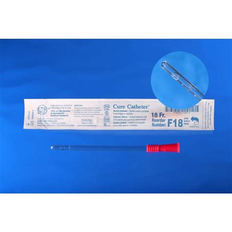 Cure Intermittent Catheter With Straight Tip Female 18 Fr 6 Inches