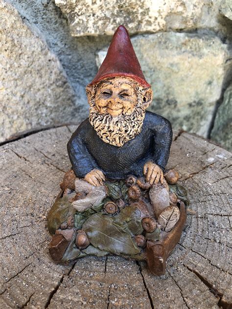 Tom Clark Gnome Lucky Sitting On The Forest Floor With A