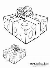 Gift Box Ribbon Coloring Christmas Present Holiday Fun Printcolorfun sketch template