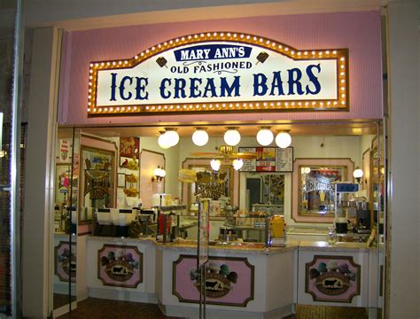 An Ice Cream Bar With Lights On The Front