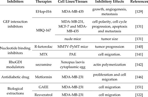 Cdc42 Targeted Therapies In Breast Cancer Download Table