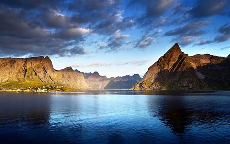 Norway Islands Mountains Lake Clouds 2017 Hd Wallpaper Peakpx