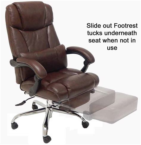 Killabee reclining office chair with footrest and massager. Leather Reclining Office Chair w/ Footrest