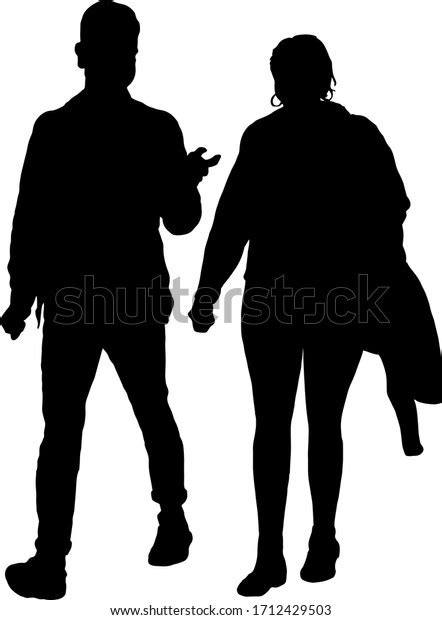 Silhouette Boy Girl Walking Together Vector Stock Vector Royalty Free
