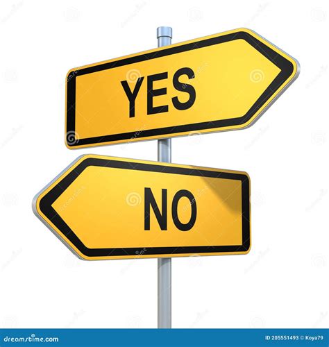 Two Road Signs Yes Or No Choice Stock Illustration Illustration Of