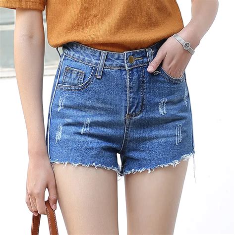 Yichaoyiliang Summer Casual Denim Shorts Women High Waist Ripped Brief