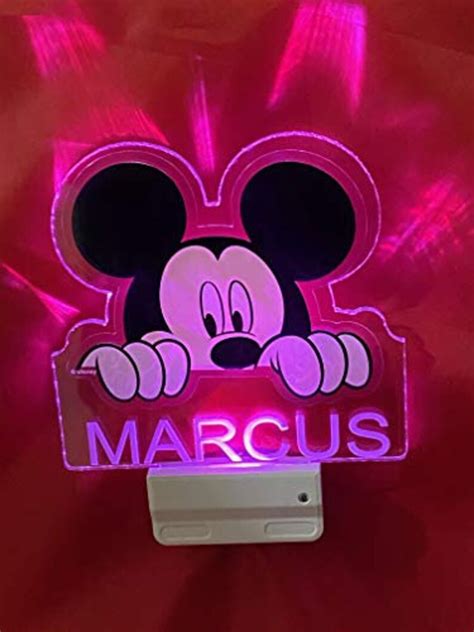Mickey Mouse Night Light Multi Color Personalized Led Wall Etsy