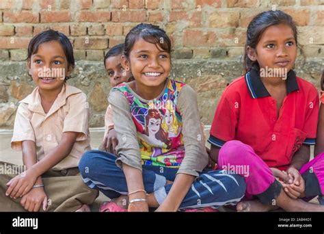 Smiling School Children In A Village In Rajasthan India Stock Photo