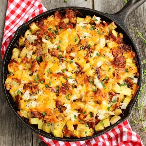 Cheesy Grilled Skillet Potatoes With Bacon And Herbs A Farmgirls