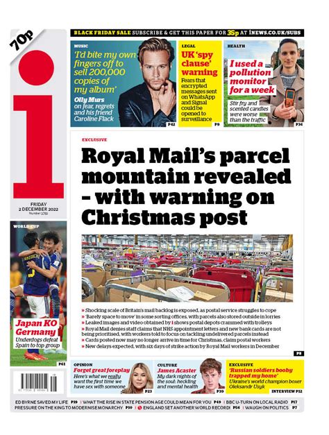 I Front Page 2nd Of December 2022 Tomorrow S Papers Today