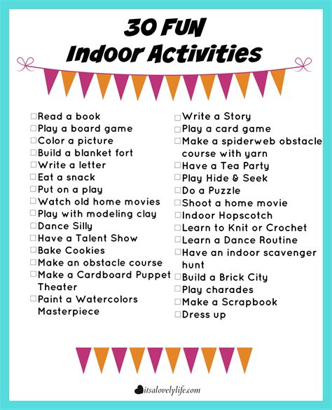 30 Fun Indoor Activities - It's a Lovely Life!