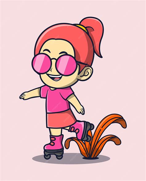 Premium Vector Vector Illustration Of A Girl In Pink Glasses Playing