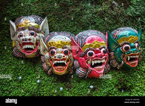 Traditional Balinese Hindu Masks Ubud Bali Indonesia Stock Photo Alamy