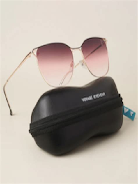 Buy Voyage Unisex Pink Lens Gold Toned Square Sunglasses With Uv