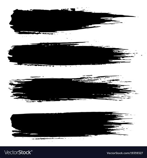 Grunge Ink Brush Strokes Freehand Black Brushes Vector Image