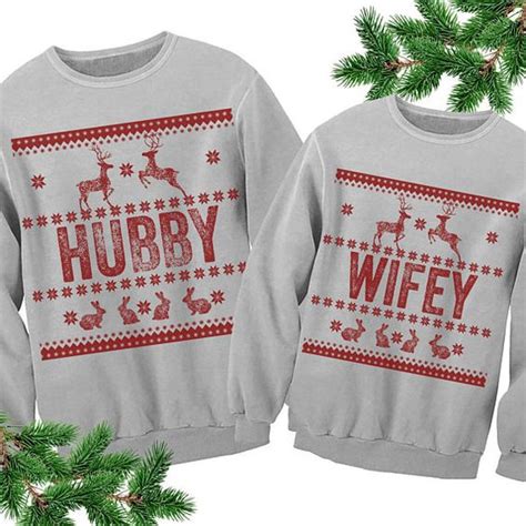 Matching Hubby And Wifey Christmas Sweatshirts ⋆ Christmas Jumpers Etsy Christmas Jumpers And