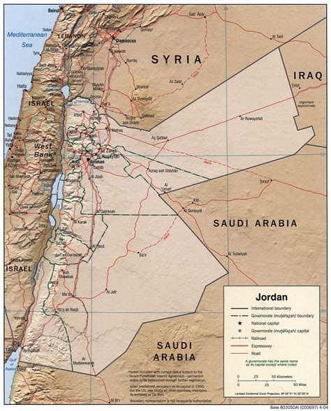 Mapa Físico De Jordania