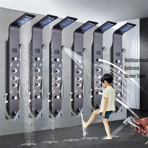 Buy AlenArt Wall Mount Stainless Steel LED Shower Panel Tower System