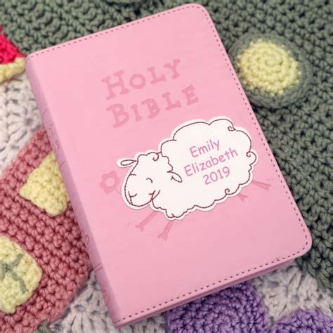 Pink Wooly Sheep Bible Custom Baby Keepsake Bibles