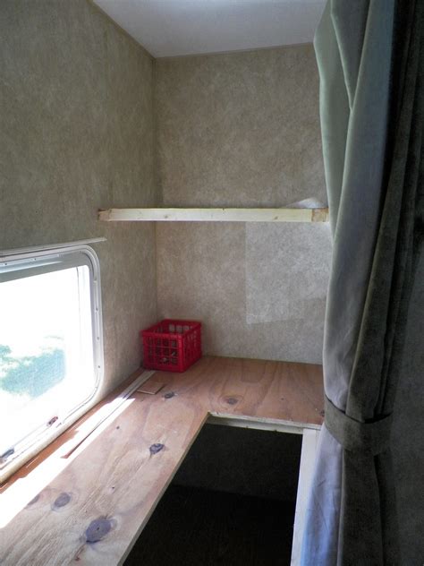 converting bunks into a usable desk and storage space in our forest river wildwood road work play