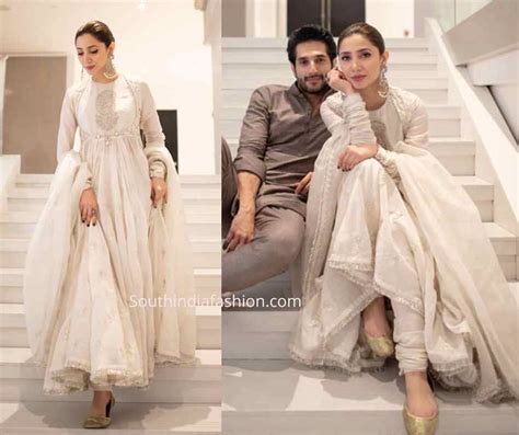 Mahira Khan In A White Anarkali Suit South India Fashion