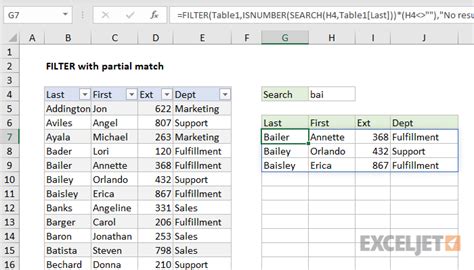 Excel Formula Filter With Partial Match Exceljet