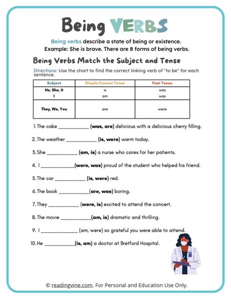 Match The Subject And Tense With Being Verbs Image Readingvine